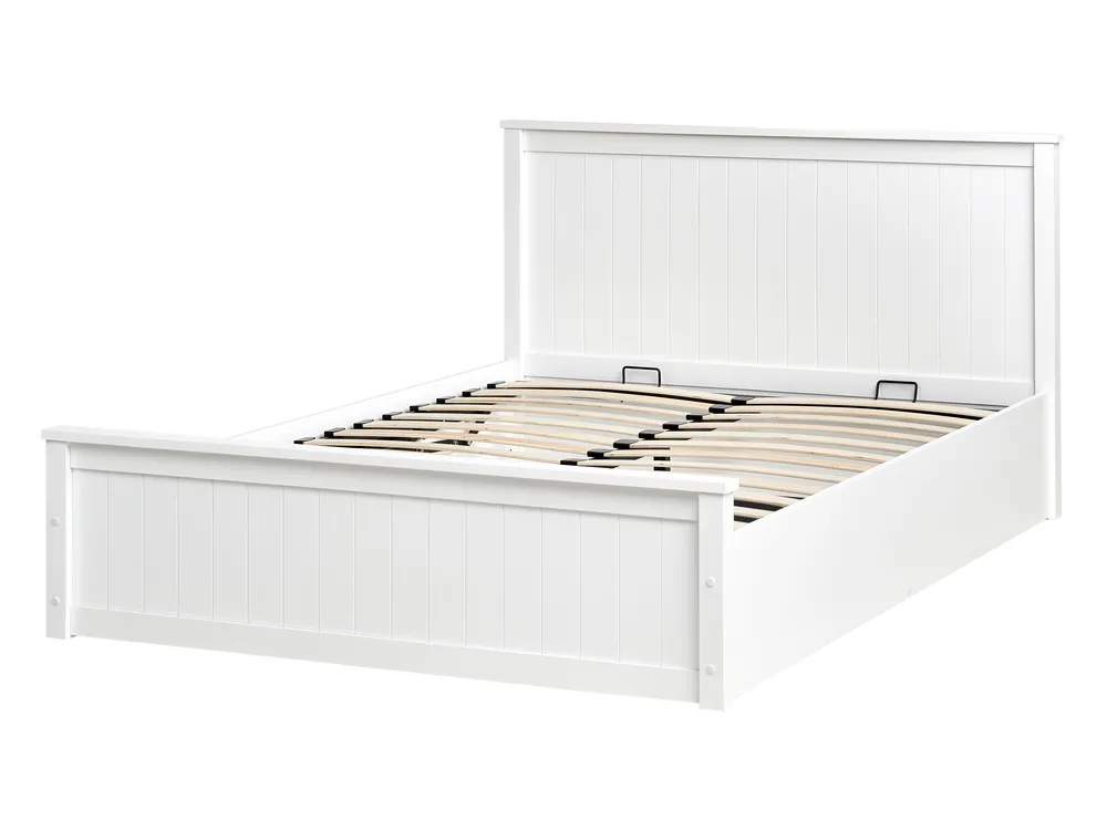 Ottoman Bed LAMBRES Pine Wood White 140 x 200 cm (EU Double)_985608