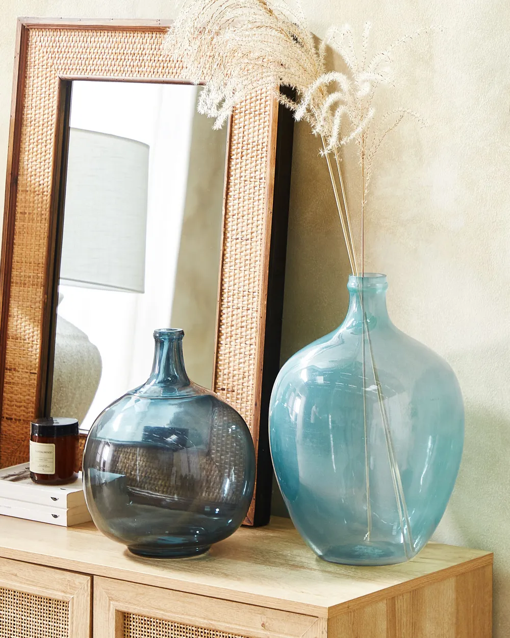 Blumenvase ROTI 39 cm Glas Hellblau
