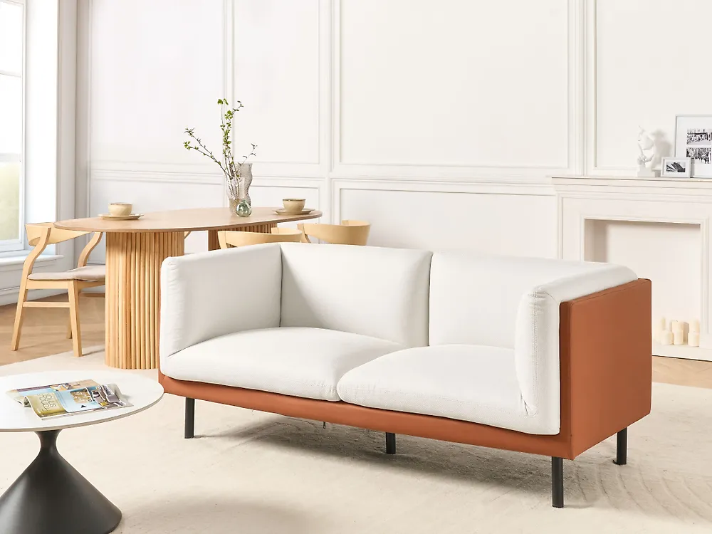 Sofa 2-Sitzer VORGOD Stoff Cremeweiß_1185547