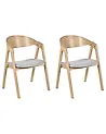 Set of 2 Dining Chairs YUBA Wood Light Grey