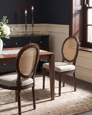 Set of 2 Chairs NIVLOC Wood Dark Brown/ Beige_1095724