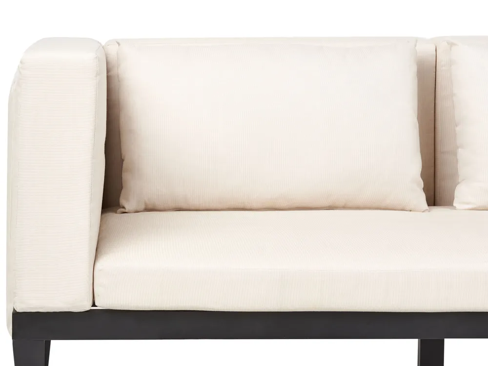 Lounge Set mit Tisch und Ottomane 4-Sitzer BRACCIANO zertifiziertes Akazienholz Hellbeige linksseitig_956411