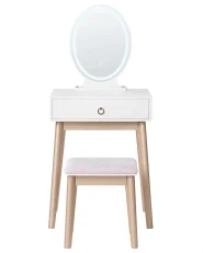 Schminktisch mit Spiegel und Hocker ROSEY LED Weiß_1071070