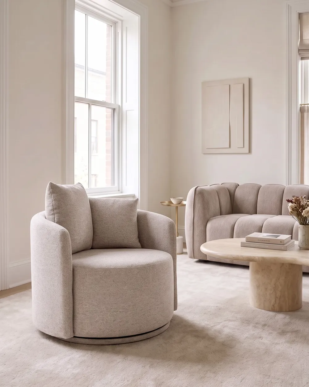 Drehsessel ENNORA Stoff Beige