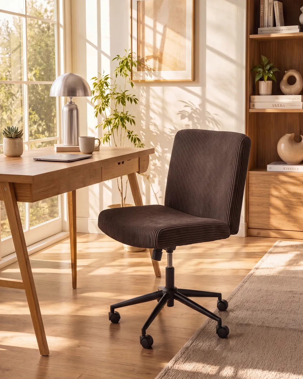 Desk Chair GEDDES Corduroy Dark Brown_1102396
