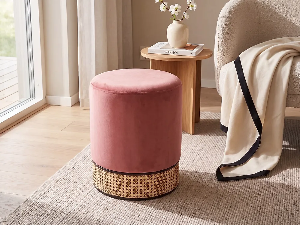 Pouf YANKTON Samtstoff Rosa_1174624