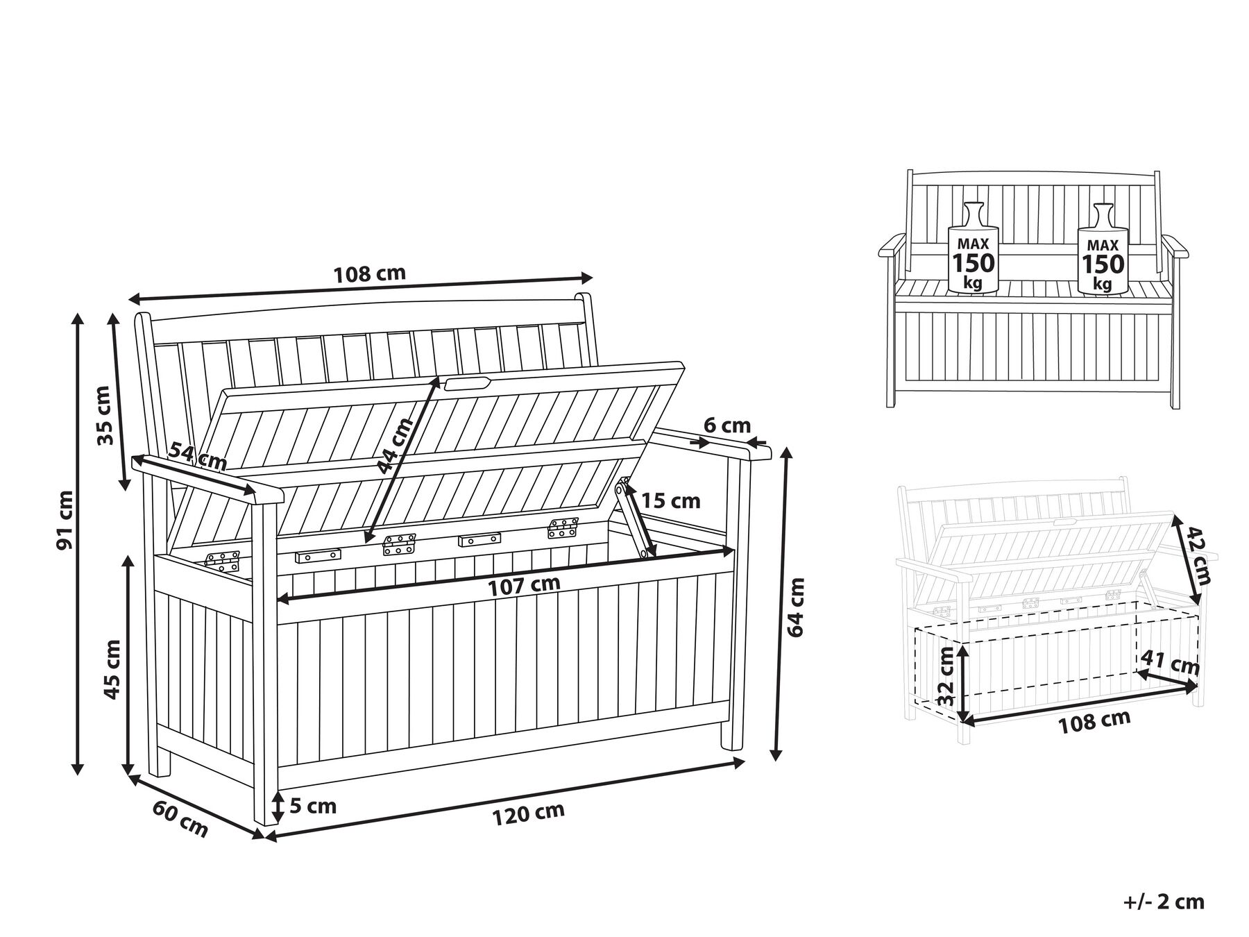 Garden Bench with Cushion SOVANA 120 cm with Storage Acacia Wood Light Grey_883079