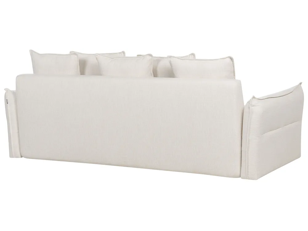 Schlafsofa 3-Sitzer KRAMA mit Stauraum Stoff Cremeweiß_898295