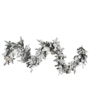 Weihnachtsgirlande Schnee bedeckt LED SUNDO 180 cm Weiß_813314
