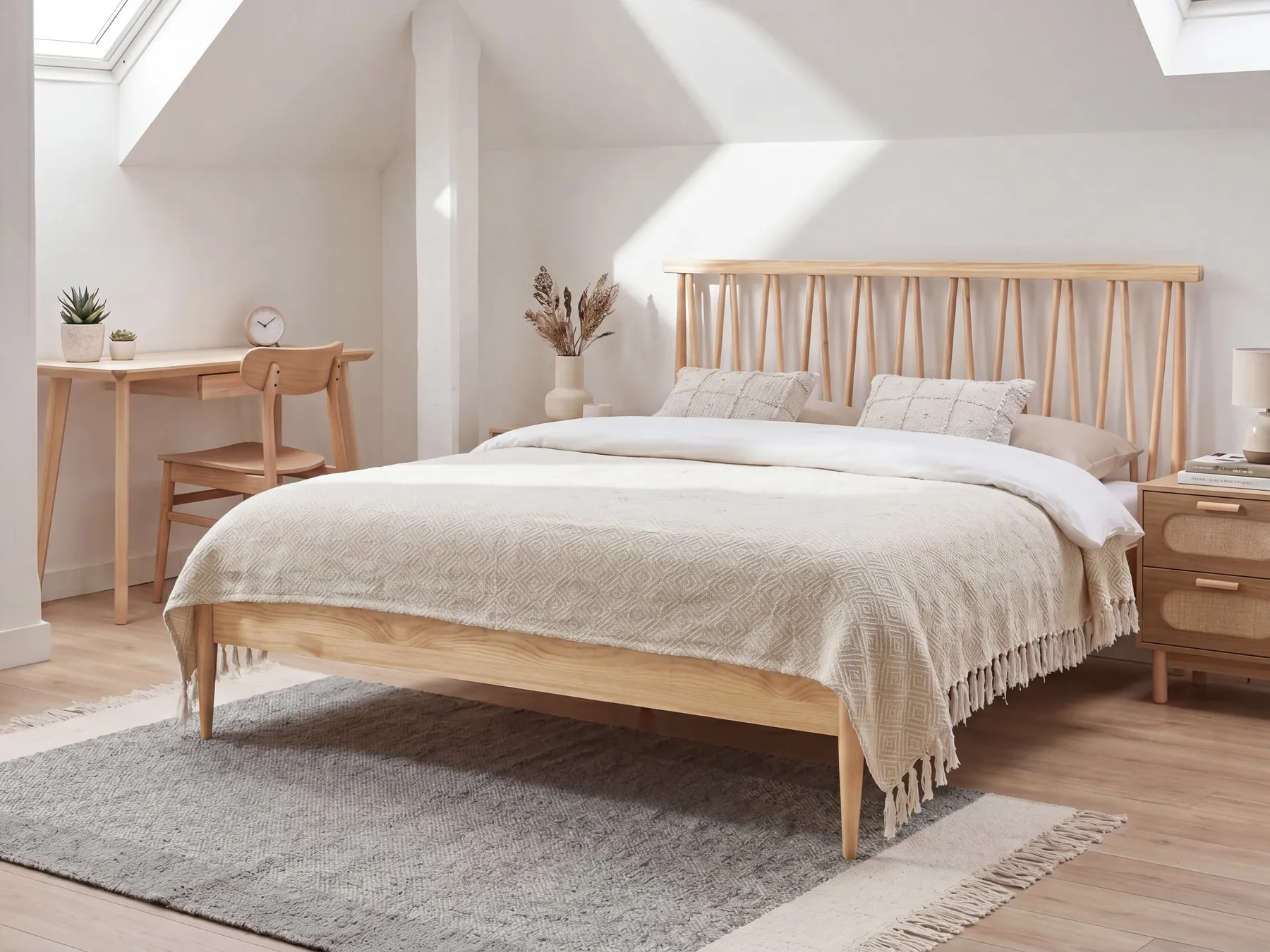 Bett mit Lattenrost Kiefernholz URDOS 160 x 200 cm Hellbraun_1082467