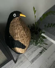 Kinder Aufbewahrungskorb Pinguin HADZABE Geflecht Naturfarben_901488