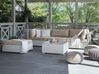 Garten Ecksofa mit Tisch 4-Sitzer SANO modular Polyrattan Weiß rechtsseitig