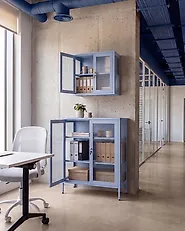 Wandschrank HARLYN 60 cm Metall Blau_1171311