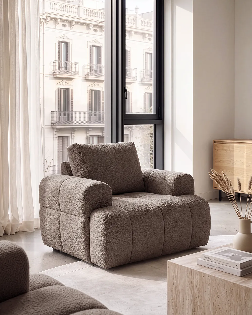 Fauteuil NARILLA Bouclé Taupe_1161486