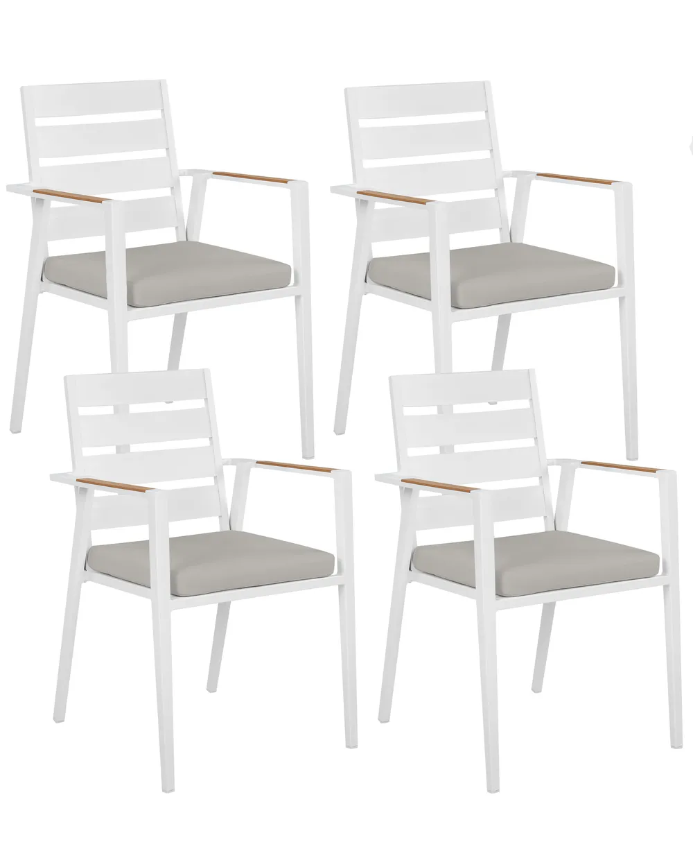 Set mit 4 Stühlen und Sitzkissen TAVIANO Metall Grau