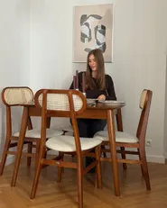 Set of 2 Dining Chairs FALLON Wood Brown/ Light Beige_1170420