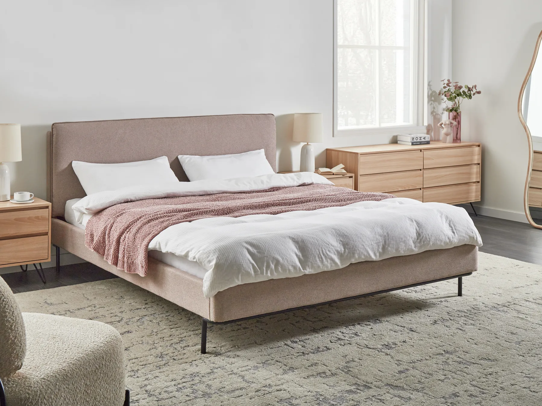 Bett mit Lattenrost Stoff CORIO 180 x 200 cm Taupe_1010382