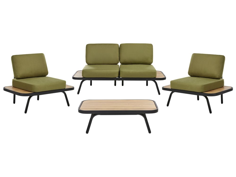 Lounge Set mit Tisch 4-Sitzer MINOZZO zertifiziertes Akazienholz Olivgrün