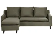 Corner Sofa 3 Seater ELVENES Velvet Dark Green Right Hand_966772