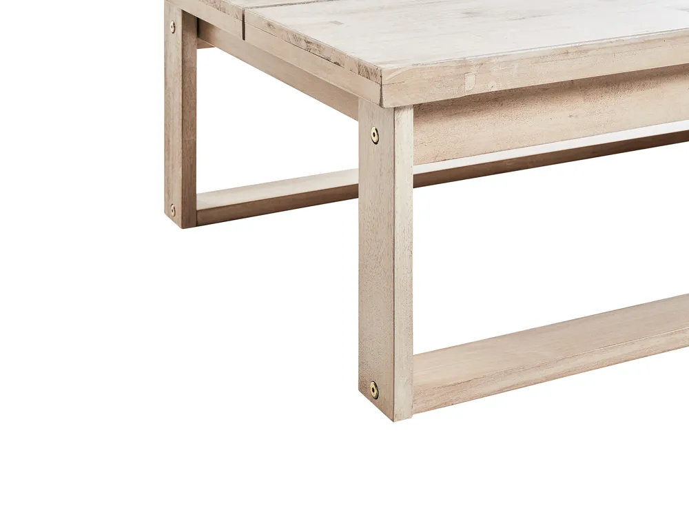 Sonnenliege mit Kissen AZZANELLO mit Relaxfunktion Akazienholz Cremeweiß_956854