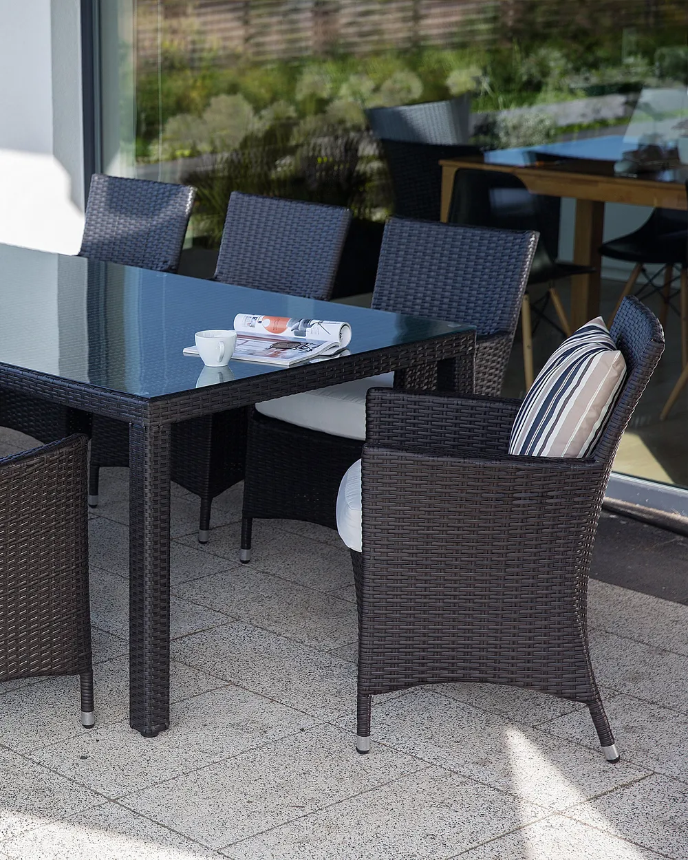 Set mit 2 Stühlen und Sitzkissen ITALY Polyrattan Dunkelbraun
