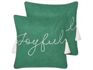 Set of 2 Decorative Cushions ELETTARIA 45 x 45 cm Cotton Green Christmas Motif_887645
