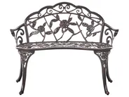 Gartenbank PIURA 88 cm Metall Dunkelbraun_1012067