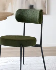 Set of 2 Dining Chairs ALLISON Boucle Dark Green_962170