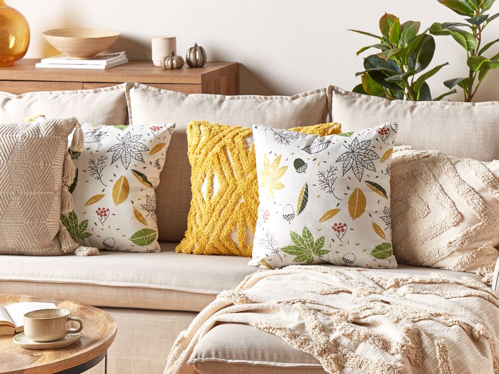 Dekokissen 2er Set MULLEIN 45 x 45 cm Samtstoff Bunt Pflanzenmuster