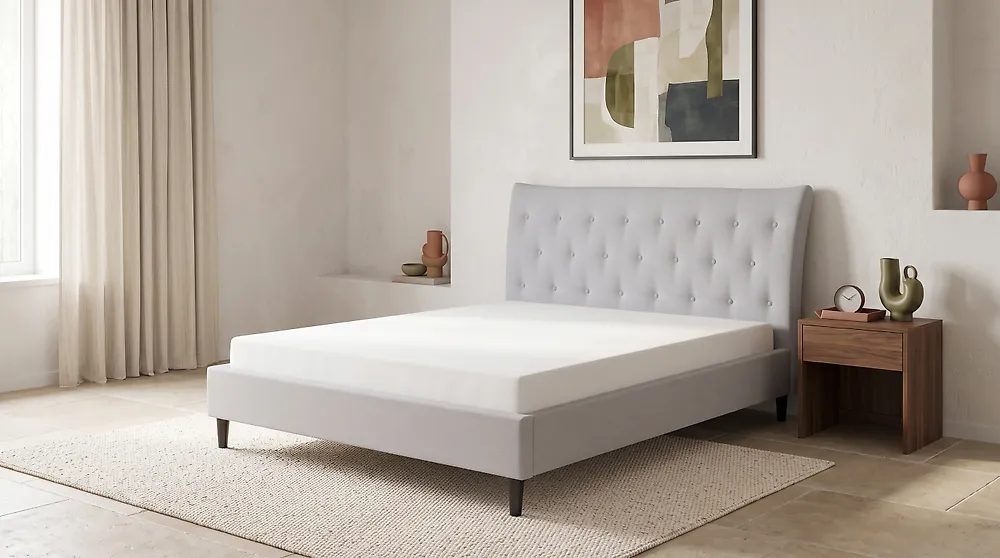 Bett mit Lattenrost Stoff SAVERNE 160 x 200 cm Hellgrau_1182310