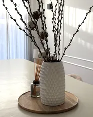Decorative Vase LINZI 25 cm Stoneware White_1026113