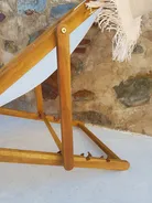Klappbarer Liegestuhl AVELLINO Akazienholz Cremeweiß_809395