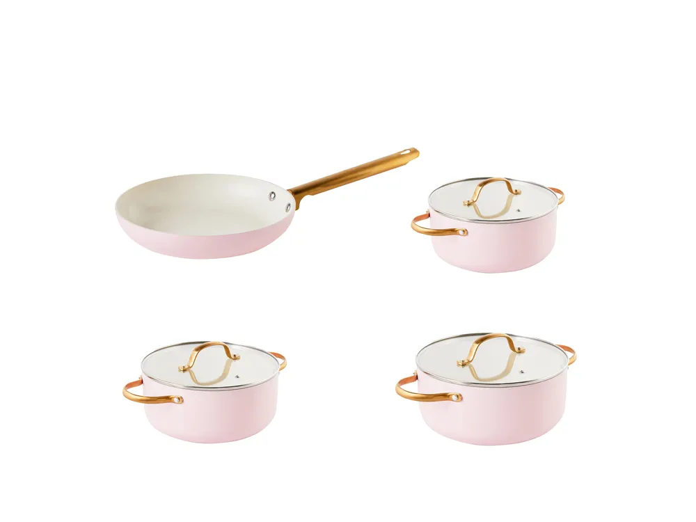 7-delni komplet posode za kuhanje ELITE PRO Pastelno roza_992839
