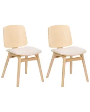 Esszimmerstuhl 2er Set CHARLESTON Holz Hellbraun / Hellbeige_1070709
