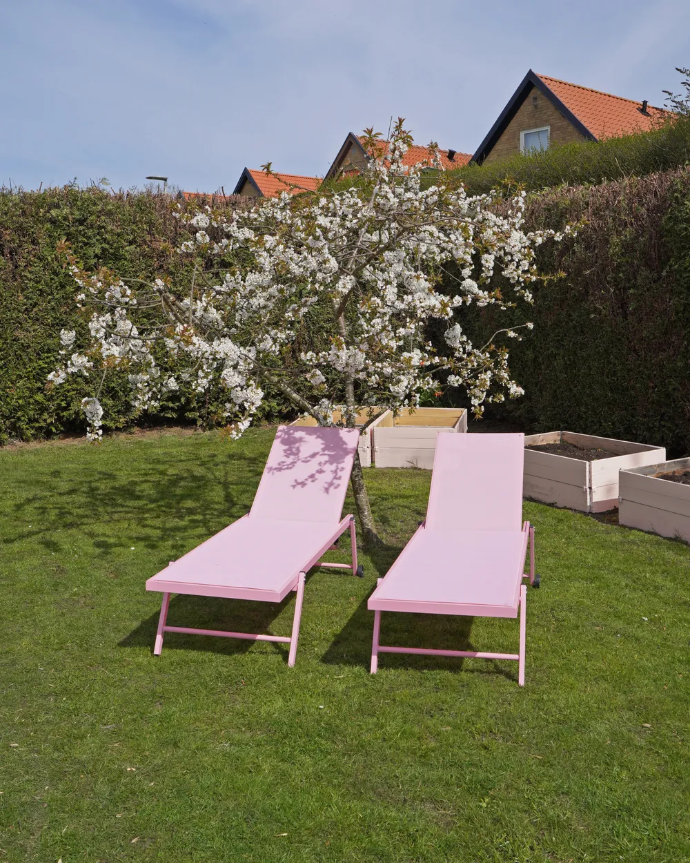 Sonnenliege PORTOFINO mit Relaxfunktion Metall Rosa_888129