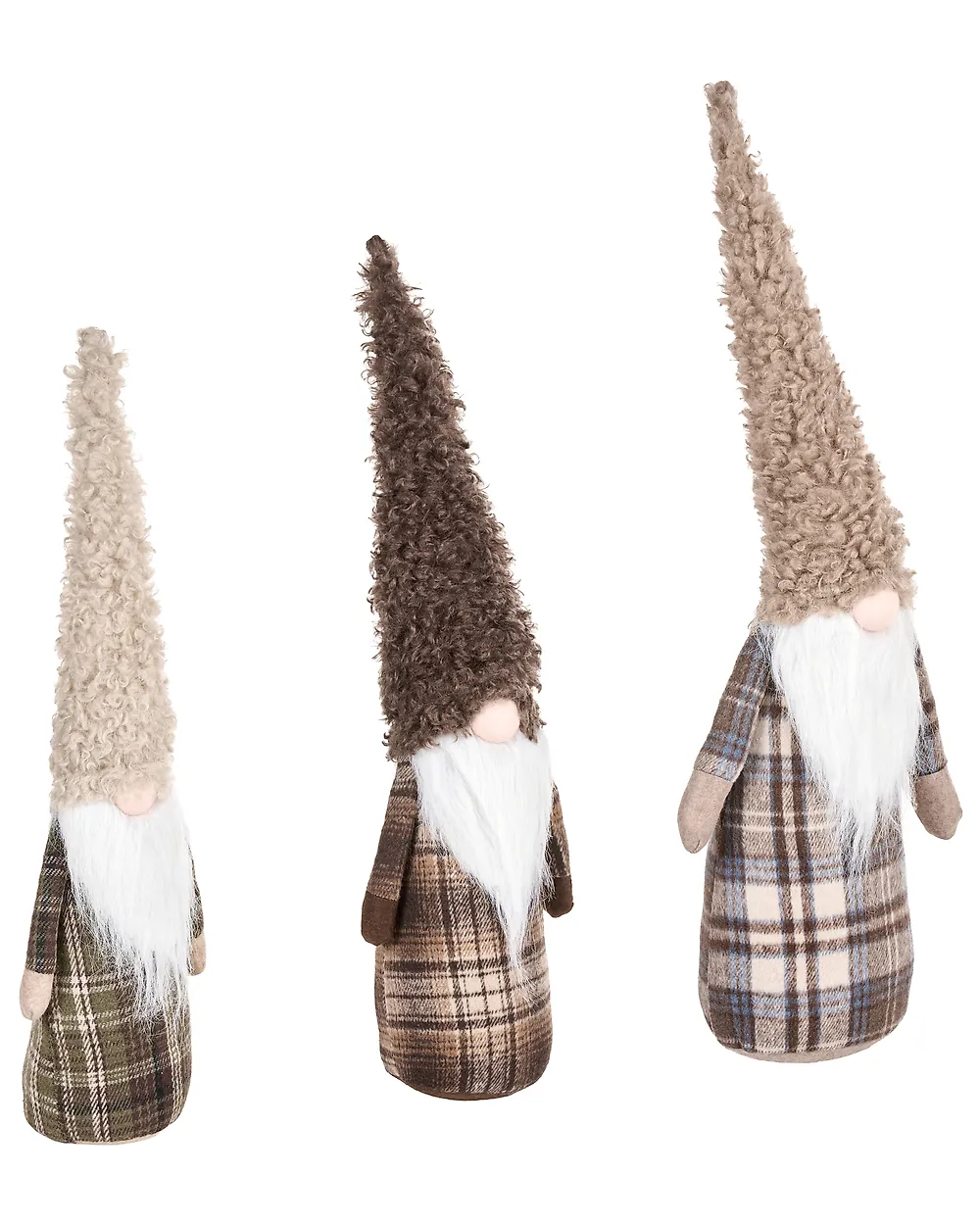 Weihnachtsdekoration 3er Set NAKKILA 51/55/66 cm Zwerg Braun