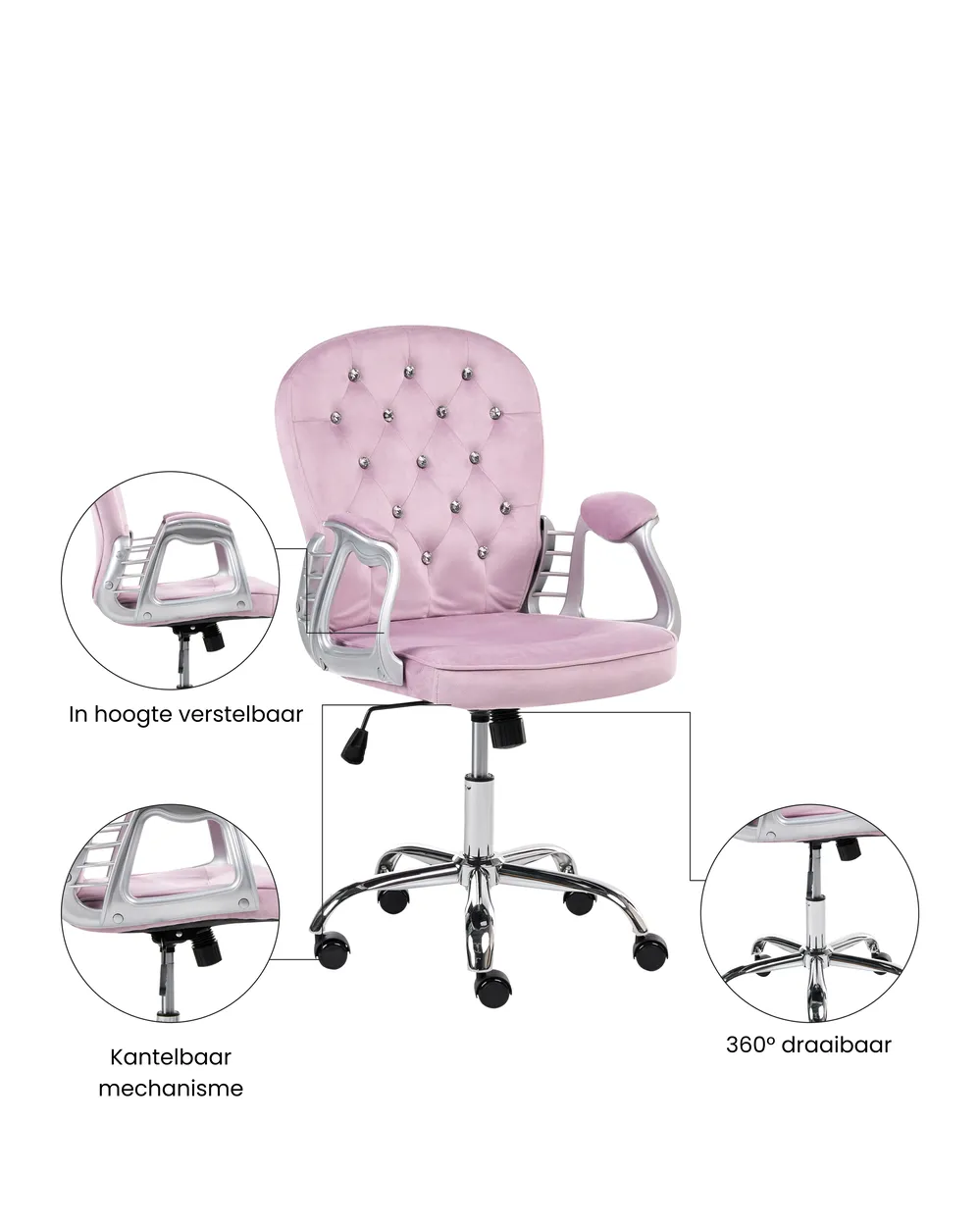 Bureaustoel PRINCESS Fluweel Lichtviolet_1071087