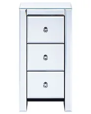 3 Drawer Bedside Table LORRIS Glass Mirrored Silver_809244