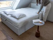 Bett mit Stauraum ohne Kopfteil DINAN Stoff Hellgrau 160 x 200 cm_1051252