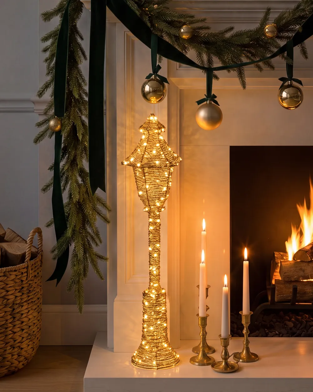 Weihnachtsdekoration LED ALFTANES 62 cm Pollerleuchte Gold