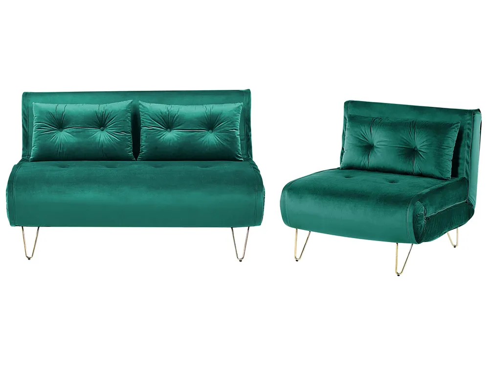 Sofa Set 3-Sitzer VESTFOLD Samtstoff Dunkelgrün