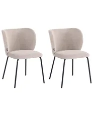 Set of 2 Dining Chairs CALERA Fabric Taupe_1055211