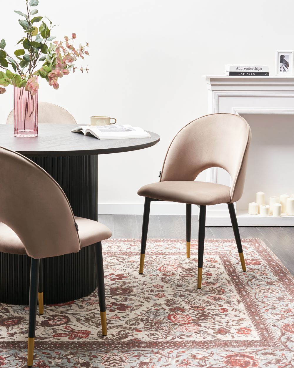 Esszimmerstuhl 2er Set MAGALIA Samtstoff Taupe