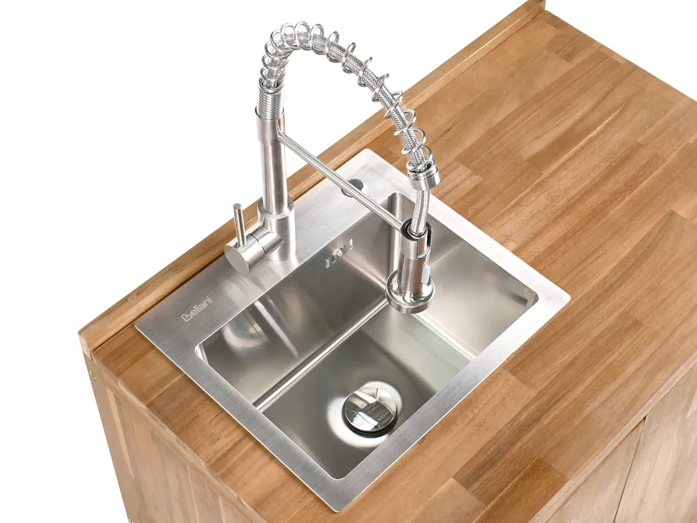Outdoor-Küchenschrank mit Spüle VENOSA Braun / Silber Akazienholz_984588