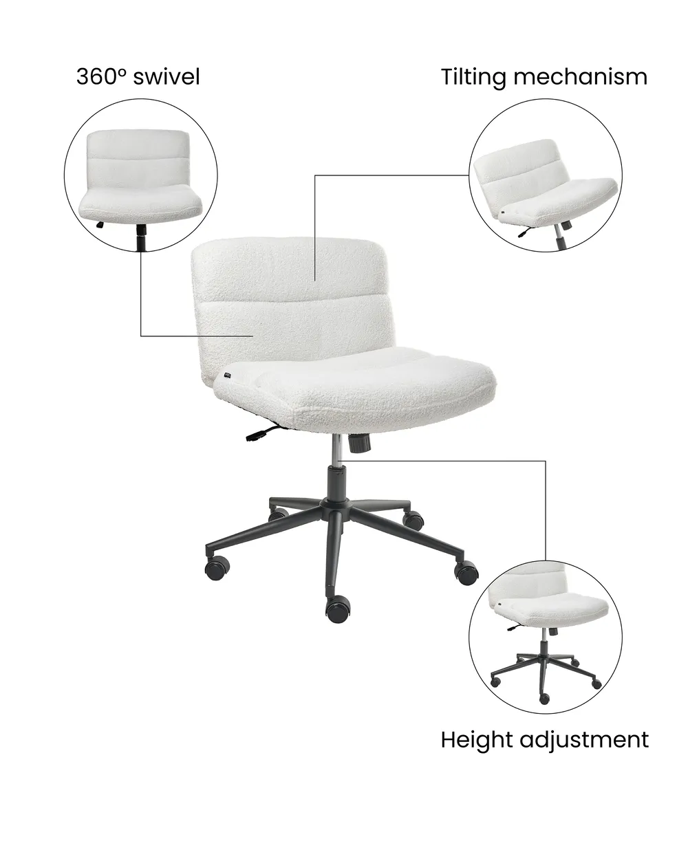 Desk Chair CATLIN Boucle White_1074401