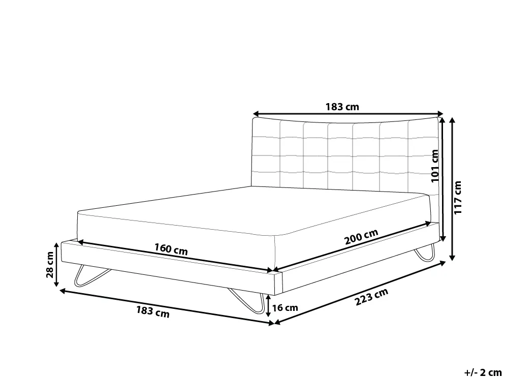 Bett mit Lattenrost Stoff LANNION 160 x 200 cm Hellbeige_712151