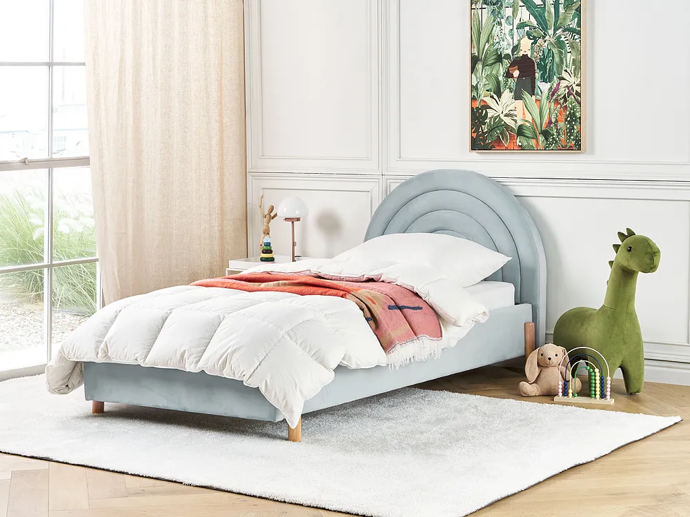 Kids Bed Velvet ANET 90 x 200 cm (EU Single) Light Blue_1154207