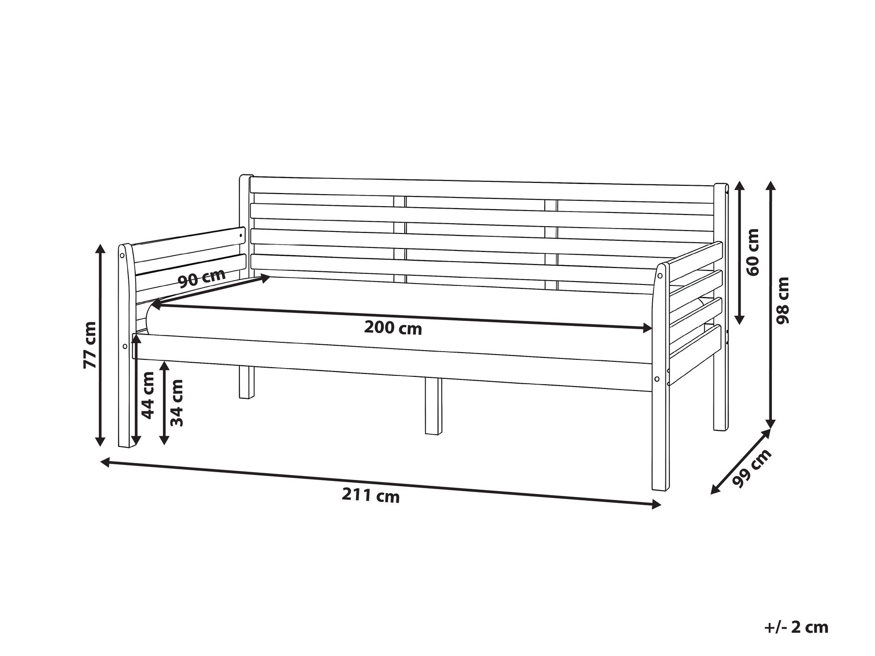 Tagesbett Holz THEZA 90 x 200 cm Weiß_1047441