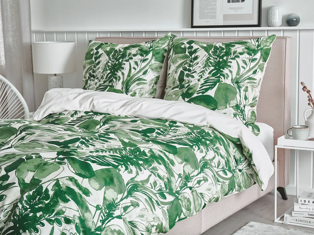 Bettwäsche-Set GREENWOOD 155 x 220 cm Baumwollsatin Grün_1078510