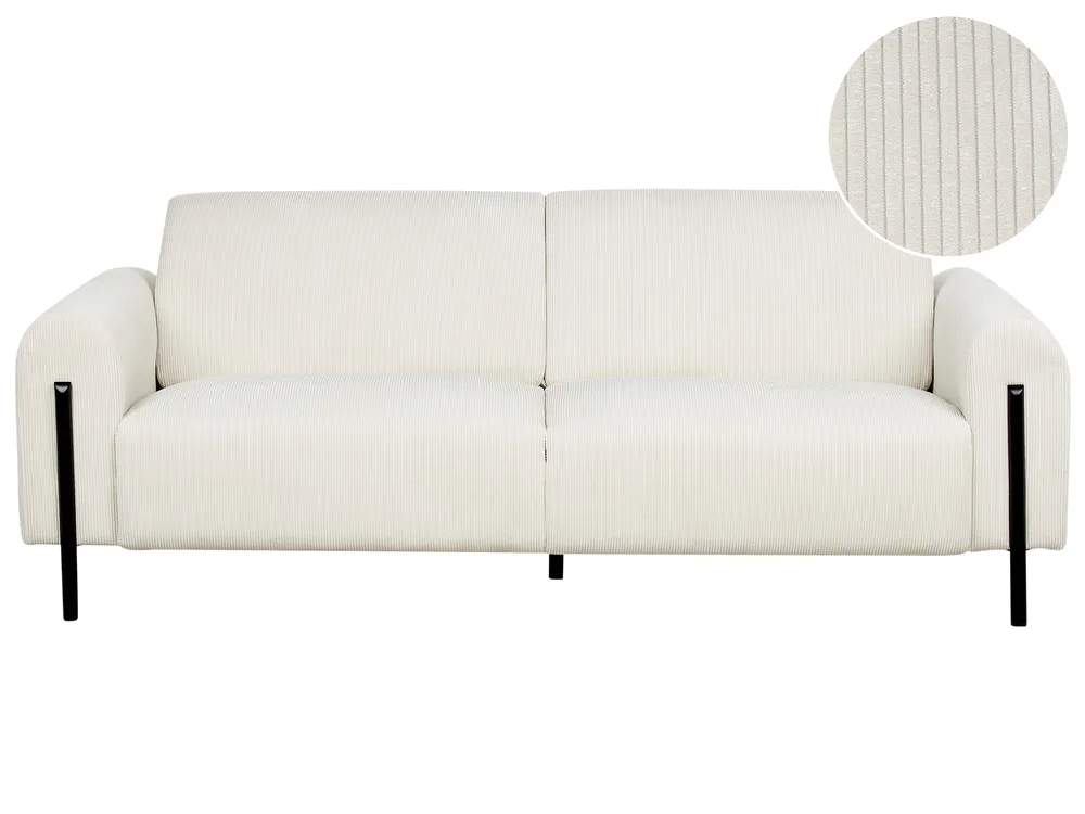 Sofa 3-Sitzer ASKIM Cord Cremeweiß
